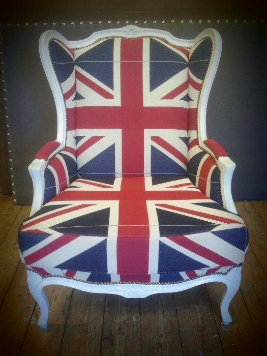Rokokko stol i Union Jack tekstil Rokokko stol i Union Jack tekstil